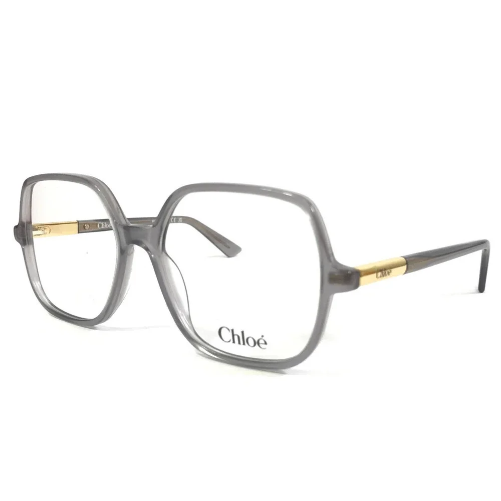Chloe Eyeglasses Frames CH0368O 005 Beige Transparent Gold Hexagonal 54-16-140